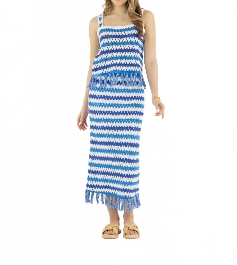 NEW EMILY MCCARTHY capri knit tank top in blue